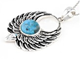 Blue Turquoise Rhodium Over Sterling Silver Pendant With Chain