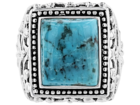 Blue turquoise sterling silver gent's ring