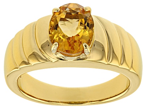 Yellow Citrine 18k yellow gold over sterling silver gent's ring 2.00ct