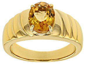 Yellow Citrine 18k yellow gold over sterling silver gent's ring 2.00ct
