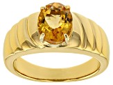 Yellow Citrine 18k yellow gold over sterling silver gent's ring 2.00ct