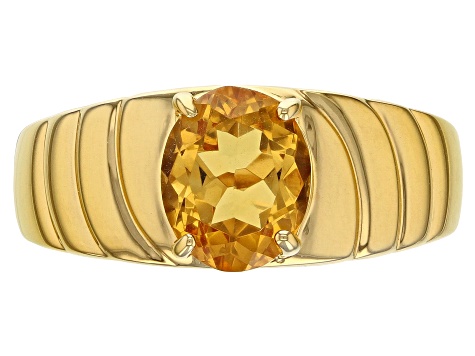 Yellow Citrine 18k yellow gold over sterling silver gent's ring 2.00ct