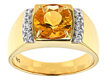 Picture of Honey Fire Opal 18k Yellow Gold Over Sterling Silver Men's Ring 2.30ctw