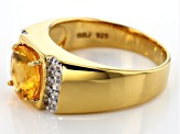 Honey Fire Opal 18k Yellow Gold Over Sterling Silver Men's Ring 2.30ctw