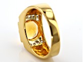 Honey Fire Opal 18k Yellow Gold Over Sterling Silver Men's Ring 2.30ctw