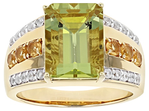 Yellow Apatite 18k Yellow Gold Over Silver Men's Ring 8.16ct