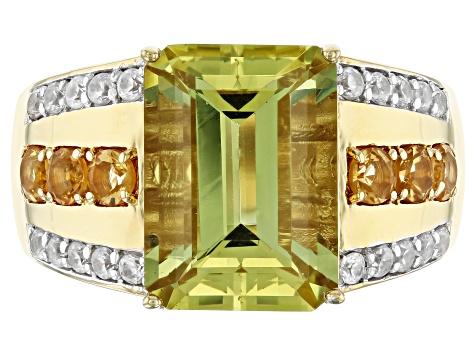 Yellow Apatite 18k Yellow Gold Over Silver Men's Ring 8.16ct