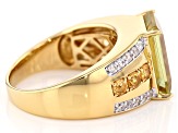 Yellow Apatite 18k Yellow Gold Over Silver Men's Ring 8.16ct