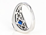 Blue kyanite rhodium over silver gents ring 1.60ctw