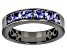 Blue Tanzanite, Black Rhodium Over Silver Men's Band Ring 1.53ctw