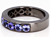 Blue Tanzanite, Black Rhodium Over Silver Men's Band Ring 1.53ctw