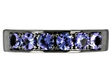 Blue Tanzanite, Black Rhodium Over Silver Men's Band Ring 1.53ctw