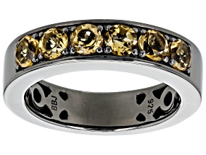 Yellow Citrine Black Rhodium Over Sterling Silver Men's 6-Stone Band Ring 1.26ctw