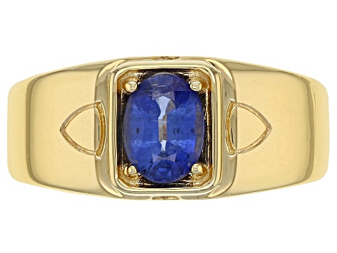 Blue kyanite 18k yellow gold over sterling silver Mens ring 1.27ct