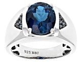 London Blue Topaz Rhodium Over Sterling Silver Men's Ring 5.26ctw