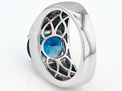 London Blue Topaz Rhodium Over Sterling Silver Men's Ring 5.26ctw