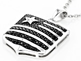 Black Spinel Rhodium Over Sterling Silver Men's Pendant With Chain .83ctw