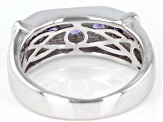 Blue Tanzanite Rhodium Over Sterling Silver Men's Ring 1.27ctw