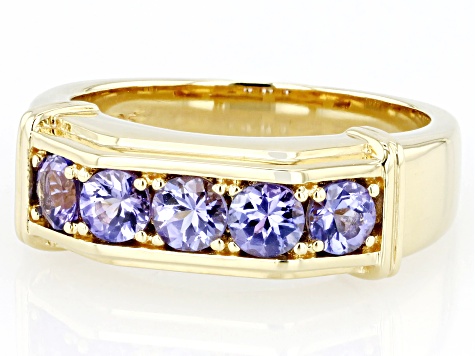 プルメリア　CENDANA EMAS Blue Tanzanite 18k Yellow Gold Over Sterling Silver Band