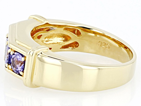 プルメリア　CENDANA EMAS Blue Tanzanite 18k Yellow Gold Over Sterling Silver Band