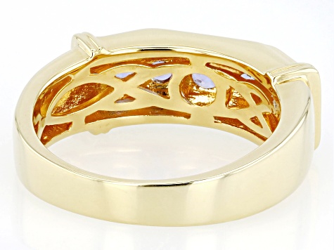 Blue Tanzanite 18k Yellow Gold Over Sterling Silver Band