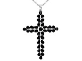 Black Spinel Rhodium Over Silver Pendant With Chain 4.52ctw