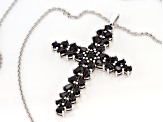 Black Spinel Rhodium Over Silver Pendant With Chain 4.52ctw