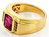 Purple Lab Created Color Change Sapphire 18k Yellow Gold Over Silver Mens Ring 3.15ctw