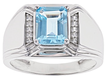 Picture of Sky Blue Topaz Rhodium Over Silver Mens Ring 2.44ctw