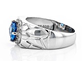 Blue Lab Created Spinel Rhodium Over Silver Mens Ring 1.86ctw