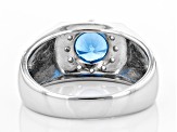 Blue Lab Created Spinel Rhodium Over Silver Mens Ring 1.86ctw