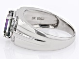 Multi-Color Quartz With White Zircon Rhodium Over Sterling Silver Men's Ring 2.01ctw