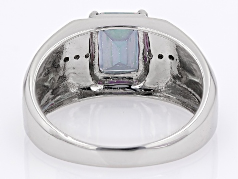 Multi-Color Quartz With White Zircon Rhodium Over Sterling Silver Men's Ring 2.01ctw