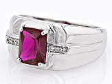 Red Lab Created Ruby With White Zircon Rhodium Over Sterling Silver Men's Ring 2.41ctw