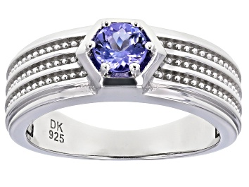 Picture of Blue Tanzanite Rhodium Over Silver Ring .47ct