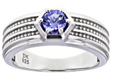 Blue Tanzanite Rhodium Over Silver Ring .47ct