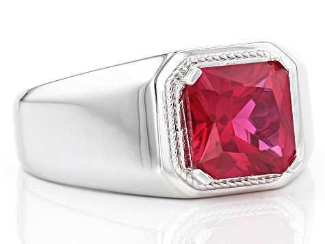 Red Lab Created Ruby Rhodium Over Silver Ring 3.47ct