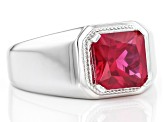 Red Lab Created Ruby Rhodium Over Silver Ring 3.47ct