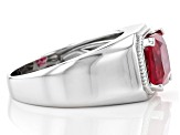 Red Lab Created Ruby Rhodium Over Silver Ring 3.47ct