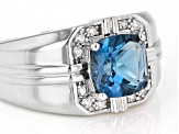 London Blue Topaz Rhodium Over Sterling Silver Men's Ring 2.69ctw