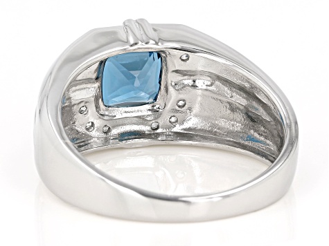 London Blue Topaz Rhodium Over Sterling Silver Men's Ring 2.69ctw