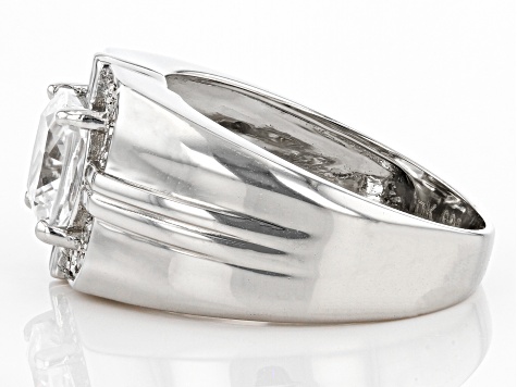 White Lab Created White Sapphire Rhodium Over Sterling Silver Men's Ring 2.47ctw