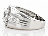 White Lab Created White Sapphire Rhodium Over Sterling Silver Men's Ring 2.47ctw
