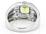 Green Peridot Rhodium Over Sterling Silver Men's Ring 2.25ctw