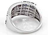 Lab Created Ruby Rhodium Over Sterling Silver Men's Ring 2.46ctw