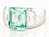 Lab Created Green Spinel Rhodium Over Sterling Silver Mens Ring 4.46ct