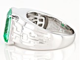 Lab Created Green Spinel Rhodium Over Sterling Silver Mens Ring 4.46ct