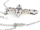 Blue Lab Spinel Rhodium & 18k Yellow Gold Over Silver Two-Tone Cross Pendant with Chain 1.83ctw