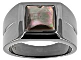 Mother Of Pearl Black Rhodium Over Silver Mens Ring
