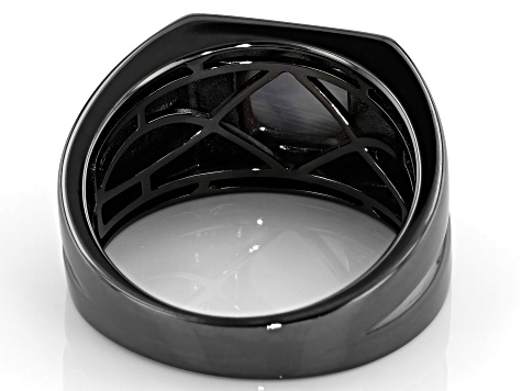 Black Mother-Of-Pearl, Black Rhodium Over Silver Men's Ring